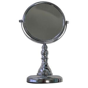 Polished Silver Vanity Mirror with Magnification Side